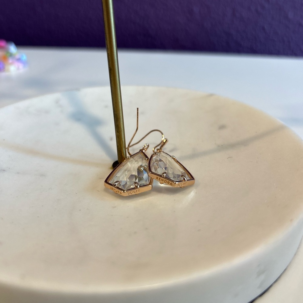 Kendra Scott Gold & Clear Drop Earrings